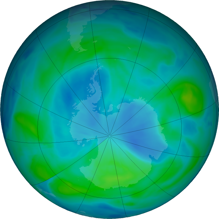 Antarctic ozone map for 03 March 2017
